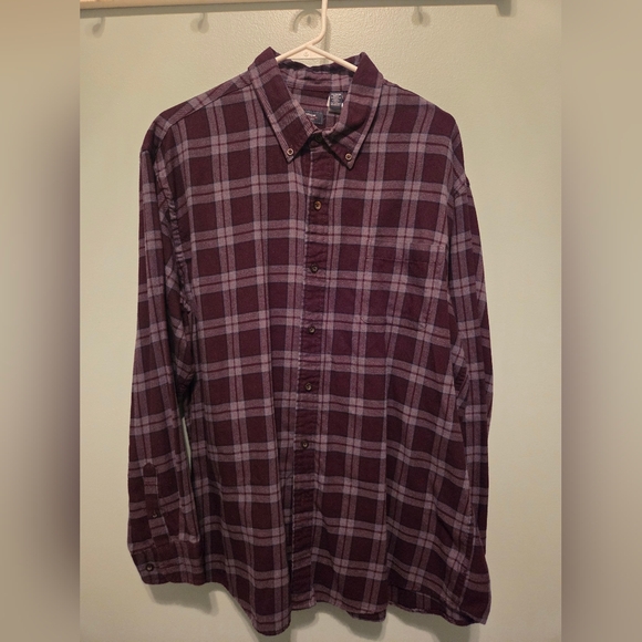Arrow Other - Arrow Men's Burgundy and Gray Plaid Shirt XL